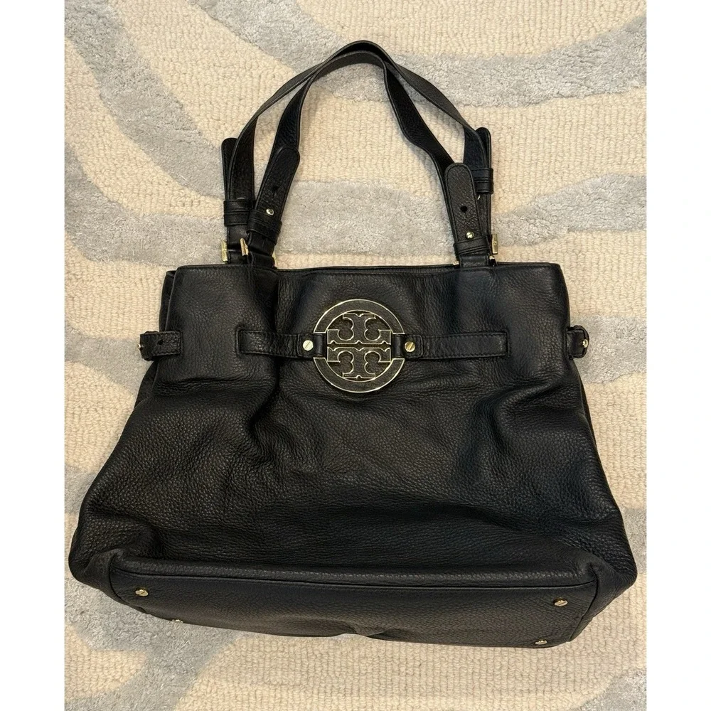 TORY BURCH AMANDA LEATHER TOTE BLACK